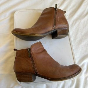Lucky Brand Basel Leather Ankle Booties Brown Size 8/38 EU